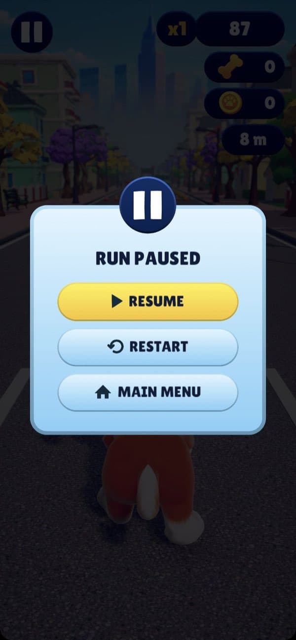 Run paused screen